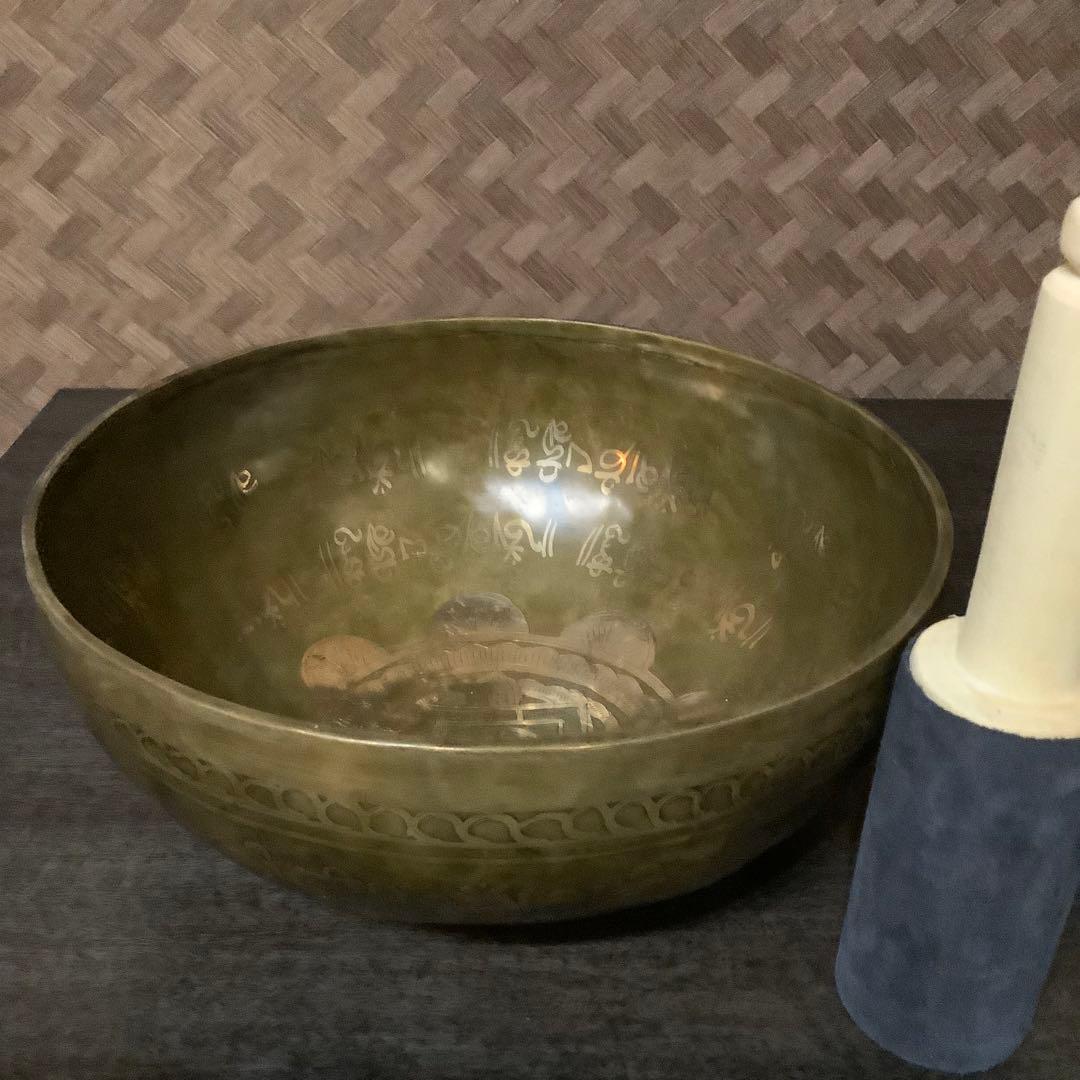 No32 チベット産 24.2cm チベタン シンギングボウル ヤントラ