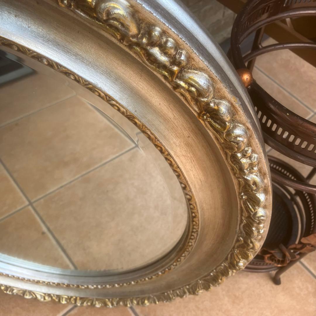 イタリア製　アンティーク調　ラウンドミラー 鏡　ウォールミラー　鏡　ヴィンテージ