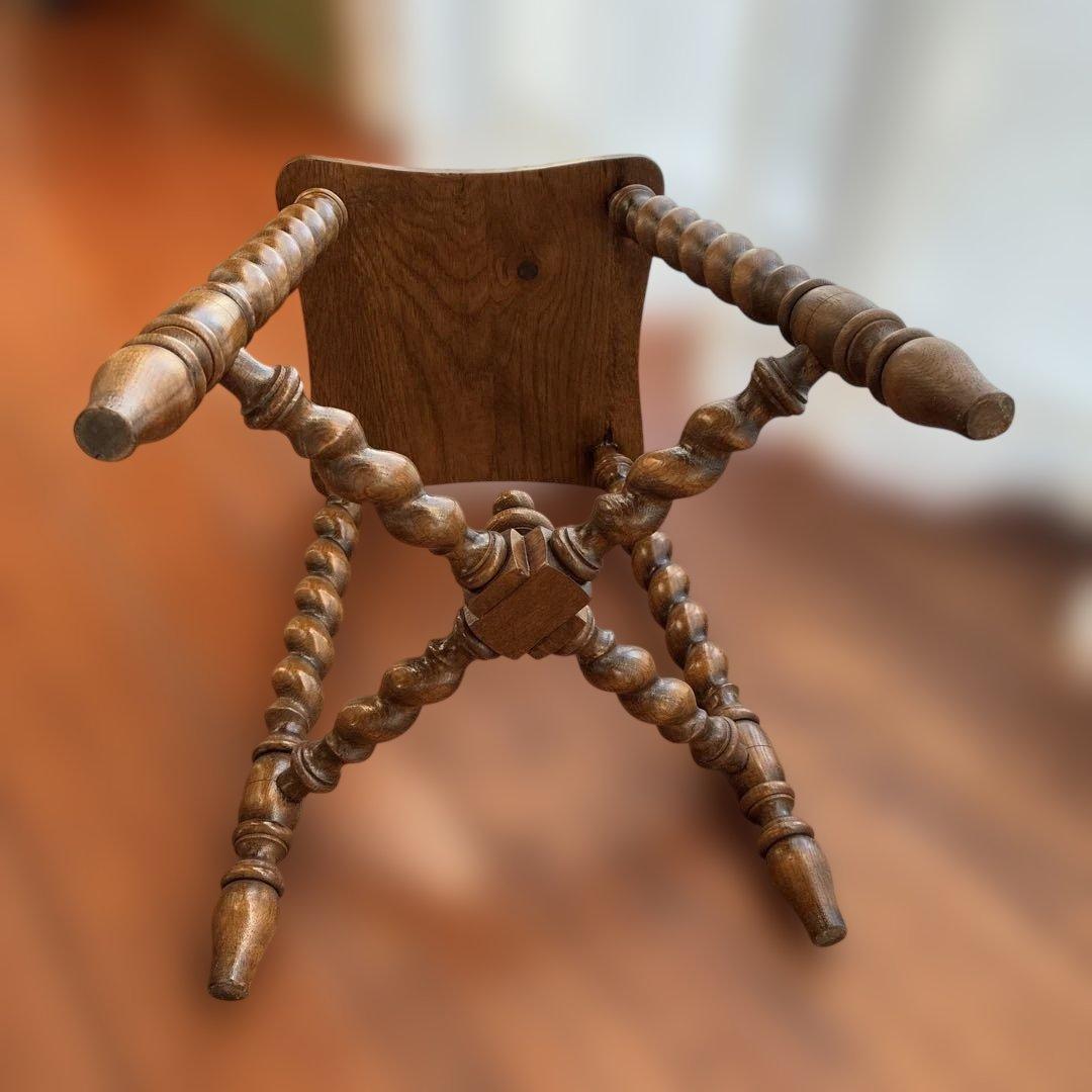 英国製アンティーク　スツール 椅子　おしゃれ オーク無垢材 木製