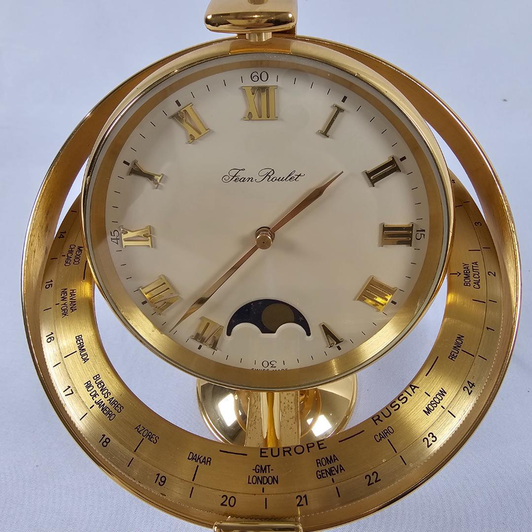 【希少】ジャンルーレ ワールドタイム 置き時計 ムーンフェイズ