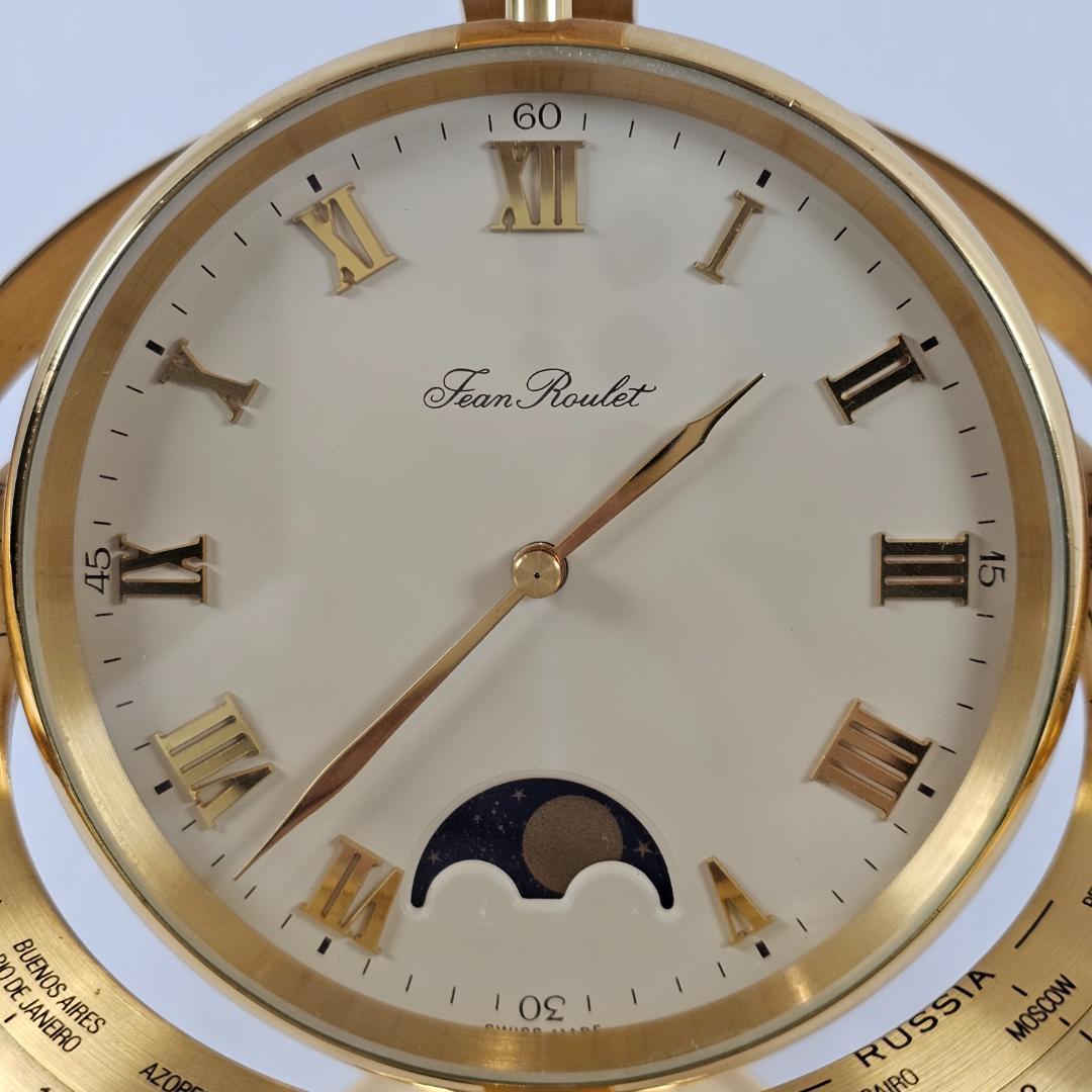 【希少】ジャンルーレ ワールドタイム 置き時計 ムーンフェイズ