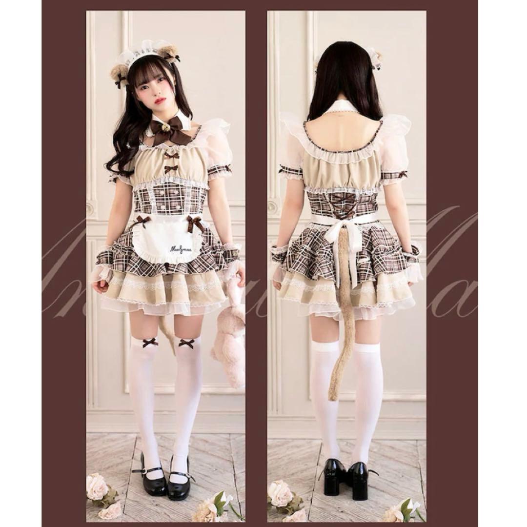 ロイヤルチェックキティメイド オリジナルコスプレ9点セット 【Malymoon】
