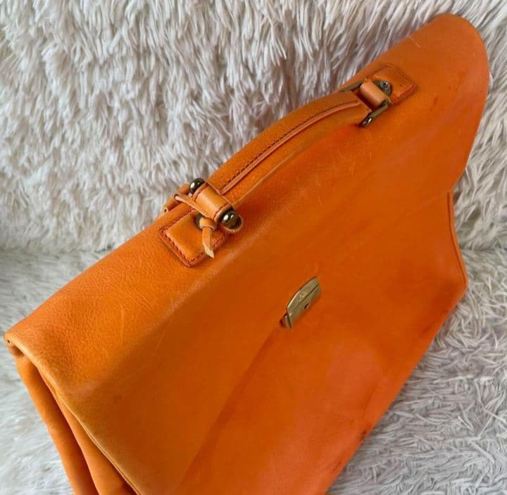 希少　フェリージ 　ブリーフバッグ ビジネス　トートバッグ　レザー　茶　オレンジ