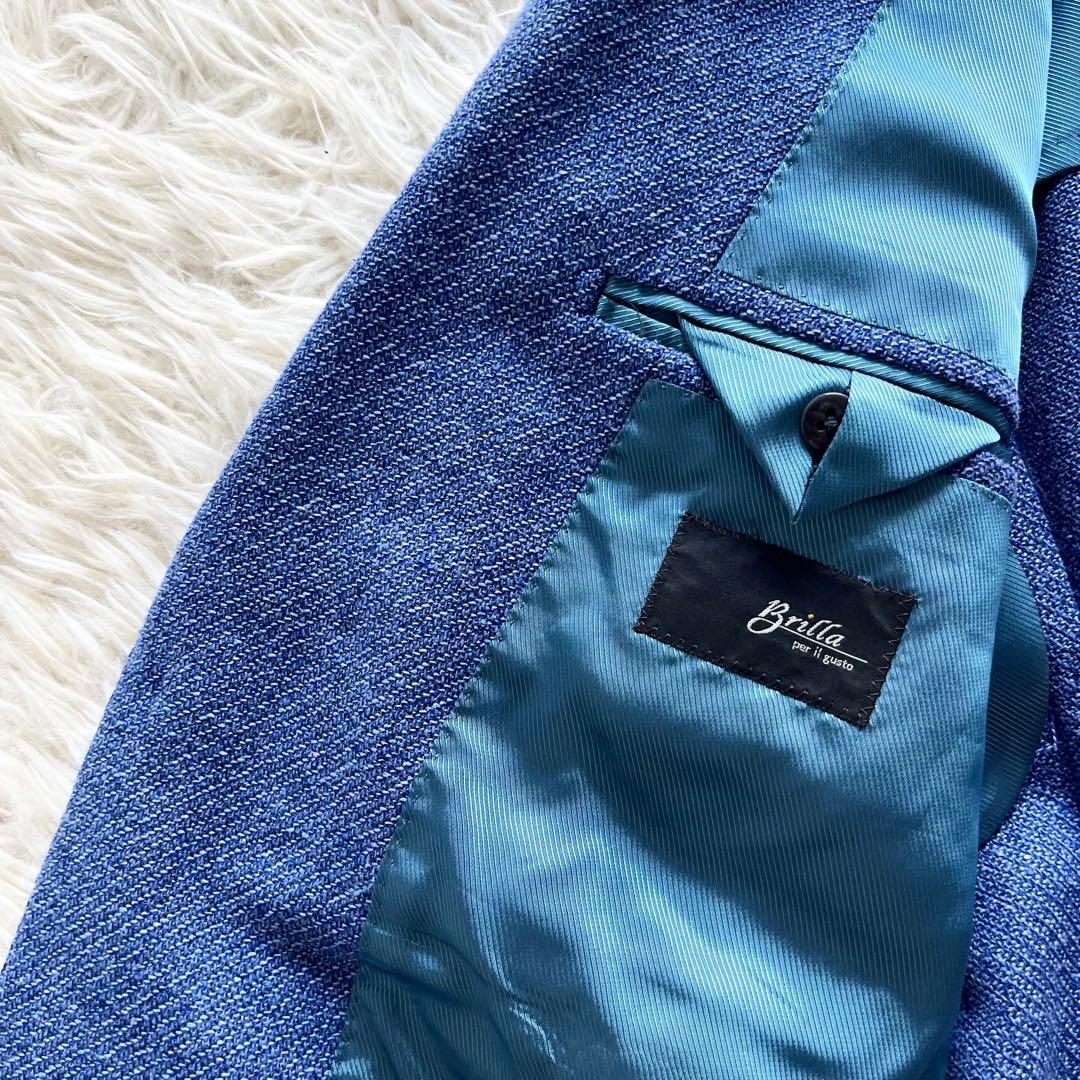 <美品>ブリッラペルイルグスト ブルー ウール シルク リネン ジャケット44