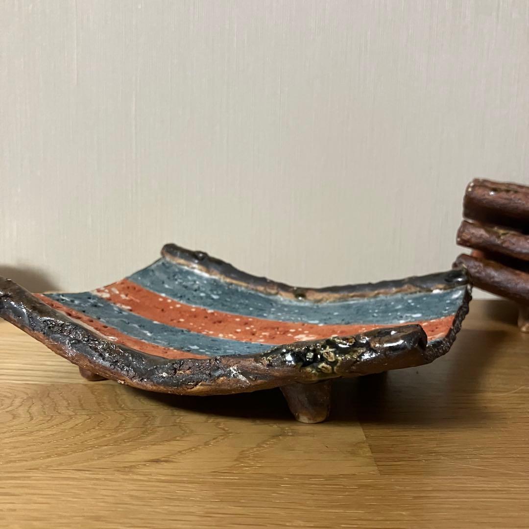 和食器　足付　長方皿　4枚セット