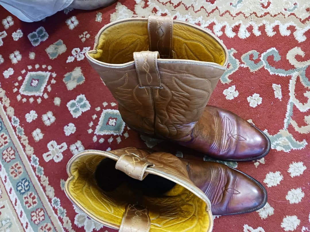 ビンテージ　ブラウンレザーウエスタンブーツ　used 9, 26,5cm