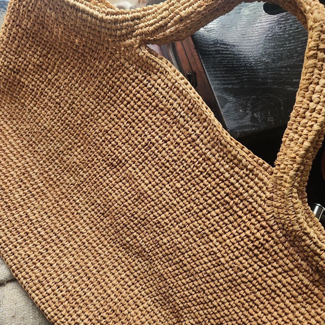 ヨーガンレール　ババグーリ　ラフィアトート＊美品　草木染め　手編み　カゴバッグ