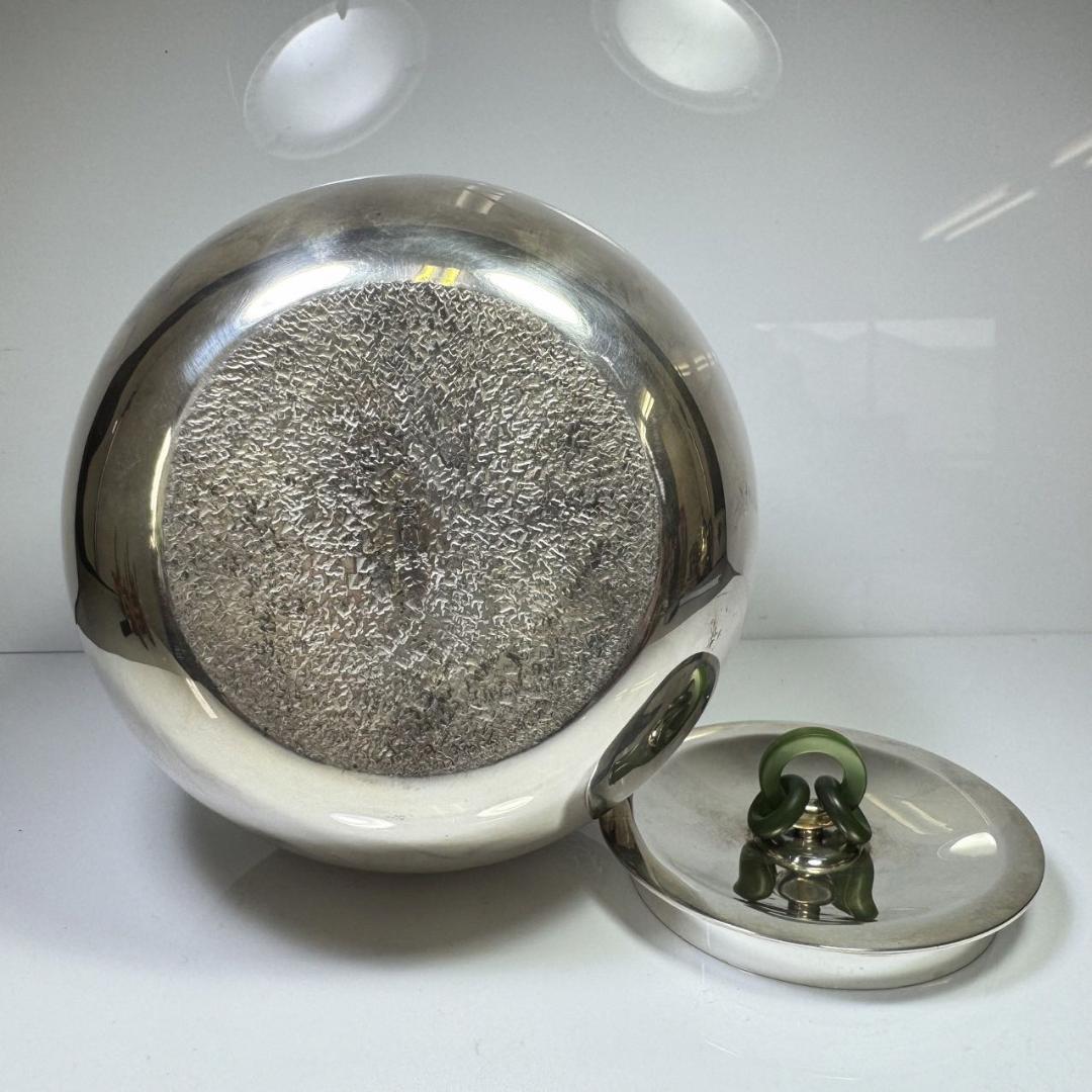 純銀製 東山造 紋波 湯沸 貴石摘 木取手 煎茶道具 古美術品 銀瓶 純銀保証