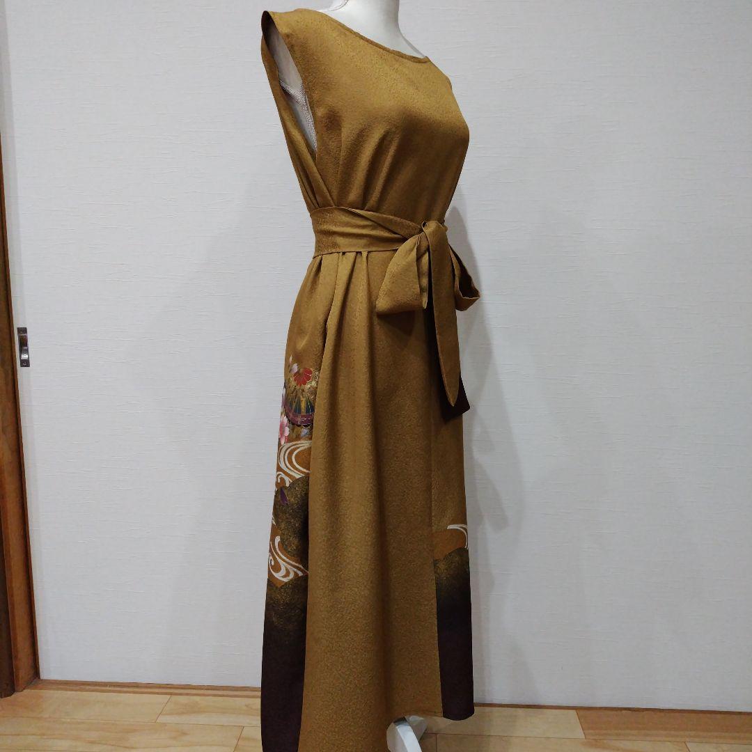 振袖　フレンチワンピースドレス 　リボン付き　福寿茶色　新品未使用品