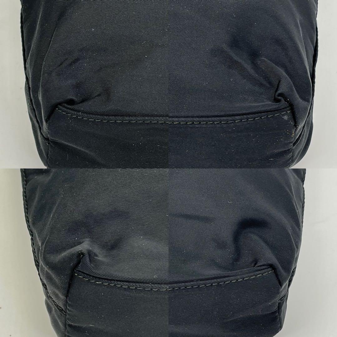 PRADA ハンドバッグ ミニトート 手提げ 三角プレート テスートナイロン 黒