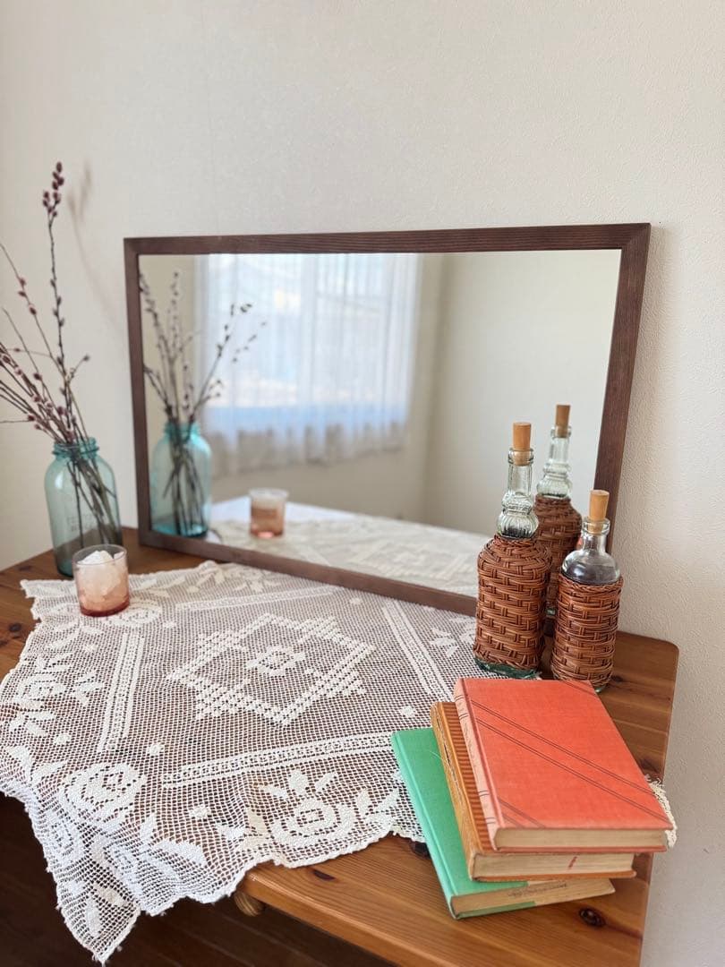 【日本製】　フラット　アンティーク調ミラー