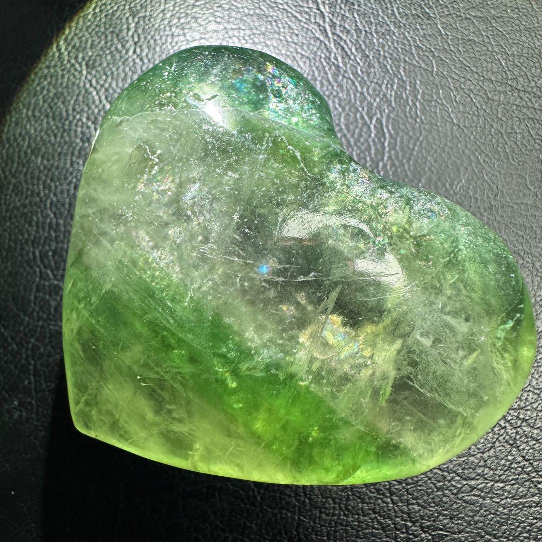 爆アレ❗️レインボー☆グリーンフローライト♡ハート♡ 蛍石パワーストーンA1189
