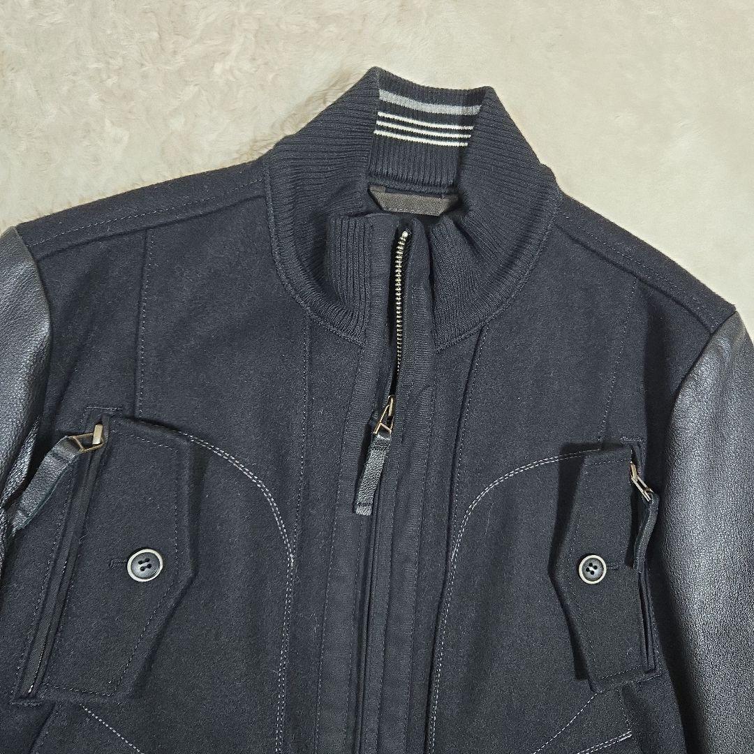 マリテ フランソワ ジルボー 袖レザー ウール スタジャン ワッペン