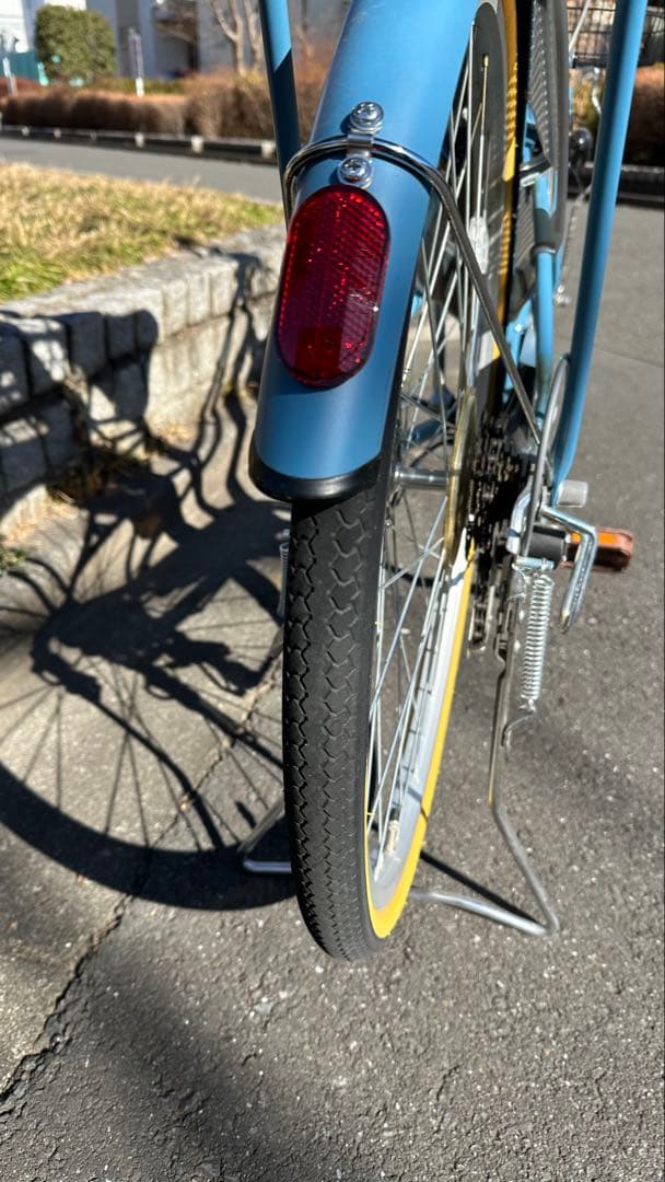 アサヒサイクル 26インチ　6段変速　青色 前後バスケット付き　ライトは自動