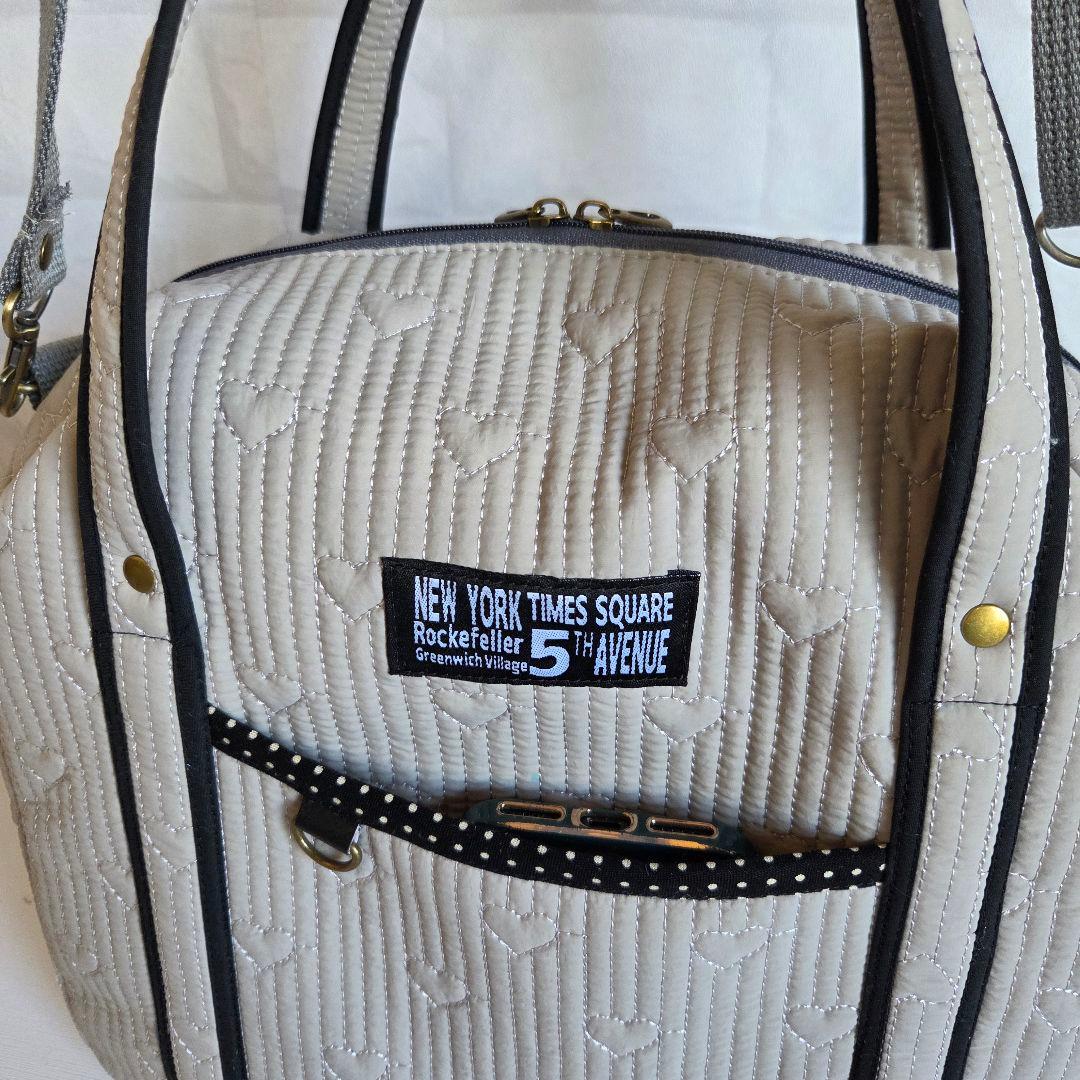 JUNE様　丸型ボストンバッグ(L)　ヌビキルト　ハンドメイド