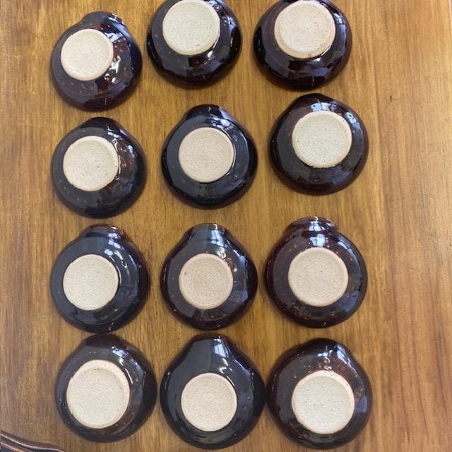 ダエマ　アメ釉碗15個【3個小傷有り】、ちりれんげ12個【1個小傷有り】