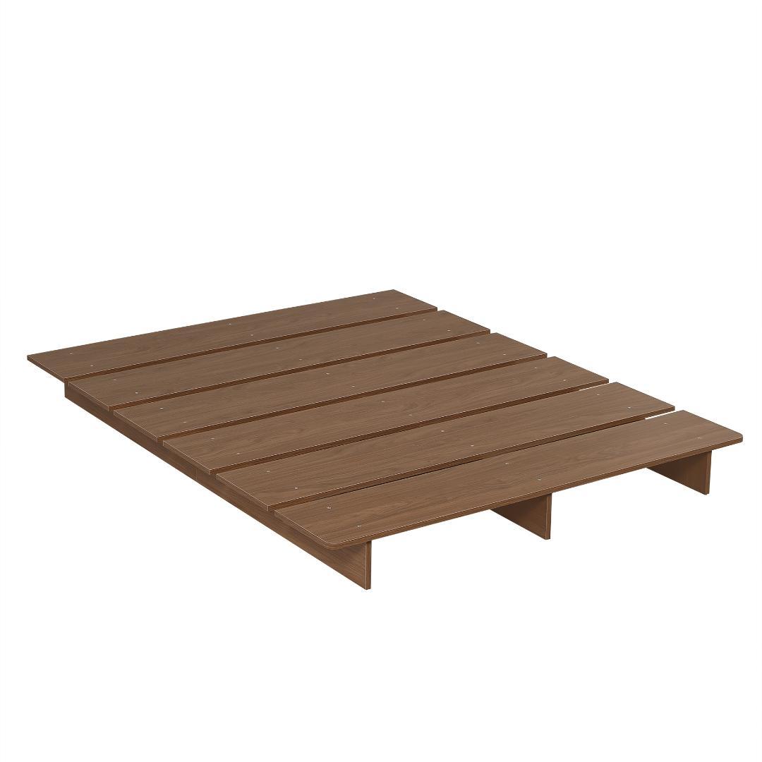 【幅160cm】ベッド　脚付き　木目調　コンパクト　BROWN