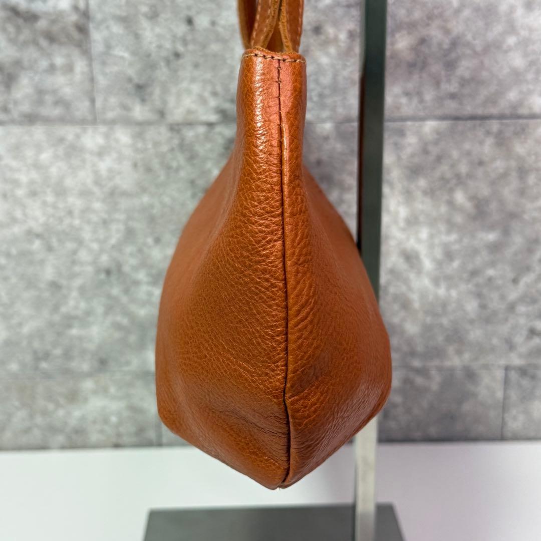 【良品】イルビゾンテ レザー ハンドバッグ ロゴ刻印 キャメル イタリア製