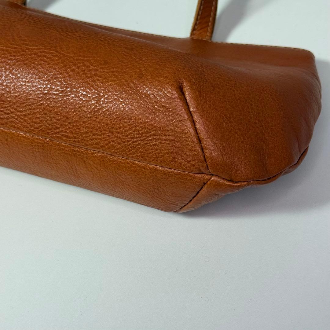 【良品】イルビゾンテ レザー ハンドバッグ ロゴ刻印 キャメル イタリア製