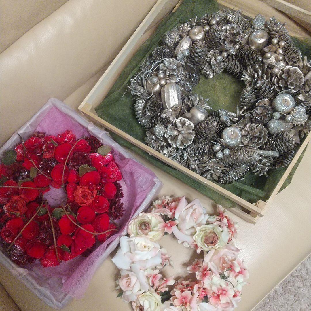 アラナイ フラワーリース3点セット 高島屋、日比谷花壇等で購入、美品♪