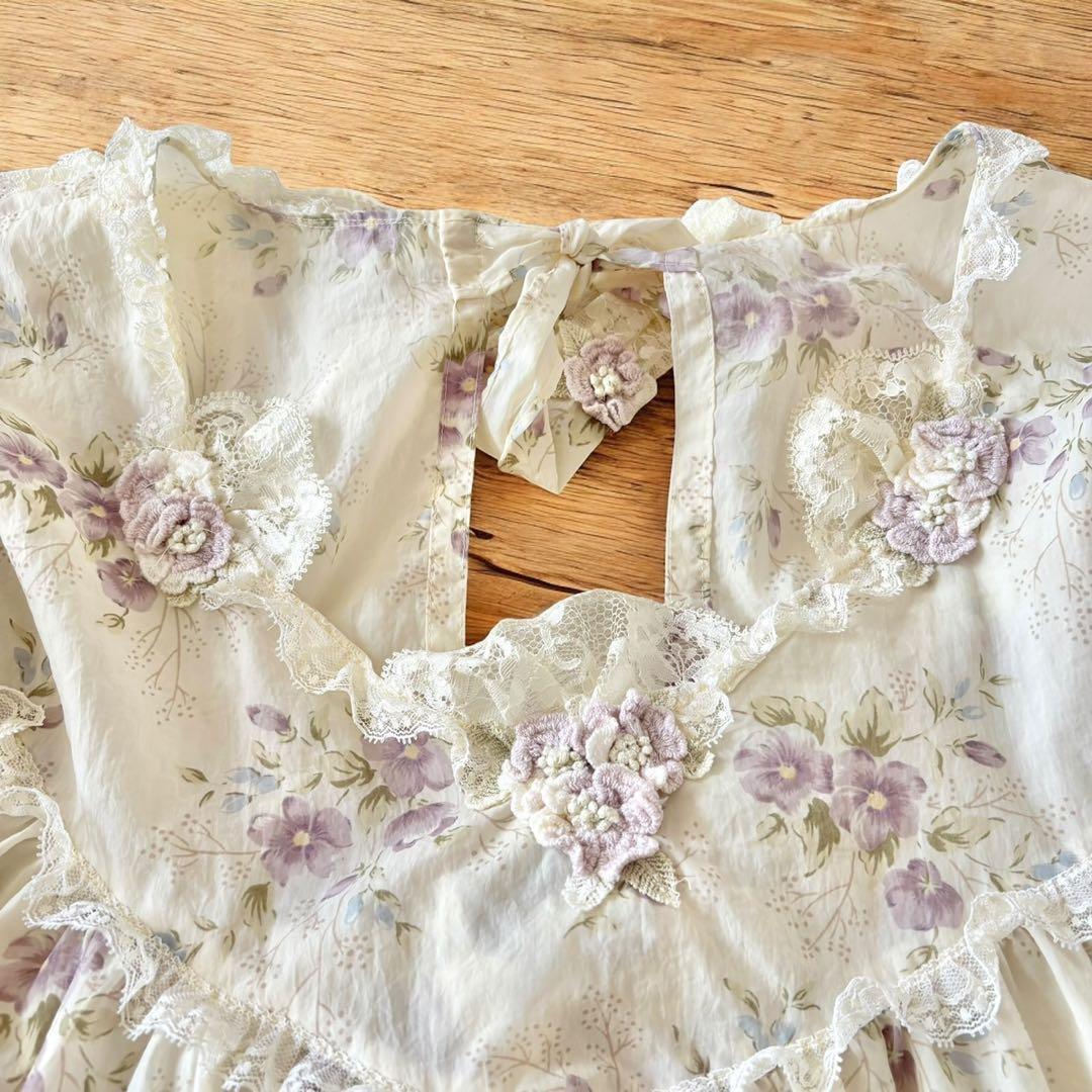 さえら　アキアカネ　プリントエプロン　エプロン　割烹着　花柄