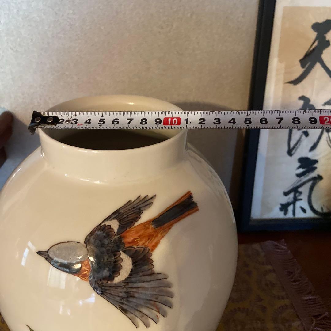 東京芸大　高橋絋　色絵　椿小鳥　壺　花瓶　置き物 木箱欠品