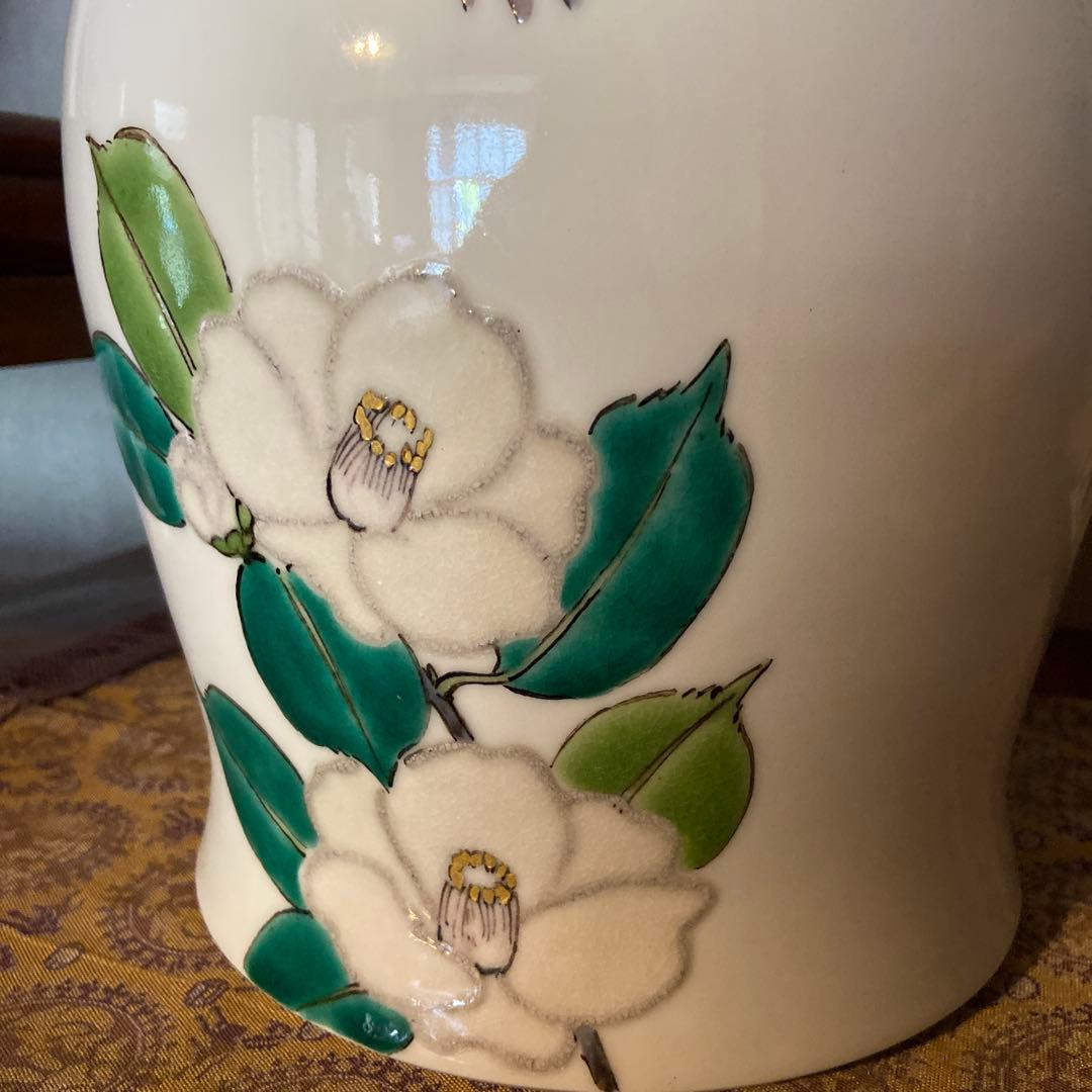 東京芸大　高橋絋　色絵　椿小鳥　壺　花瓶　置き物 木箱欠品