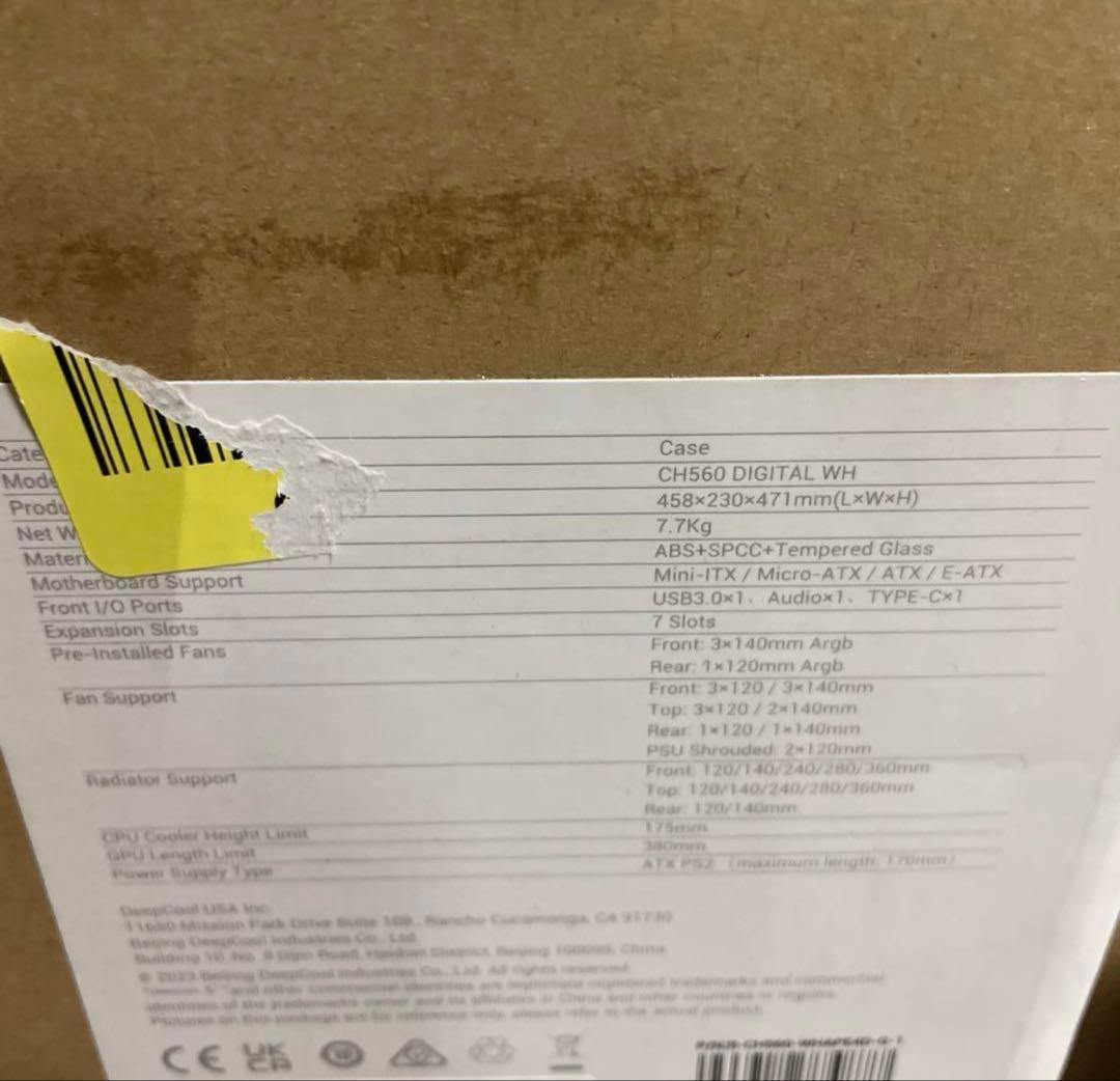 未開封 DEEPCOOL ミドルタワーケース CH560 DIGITAL WH