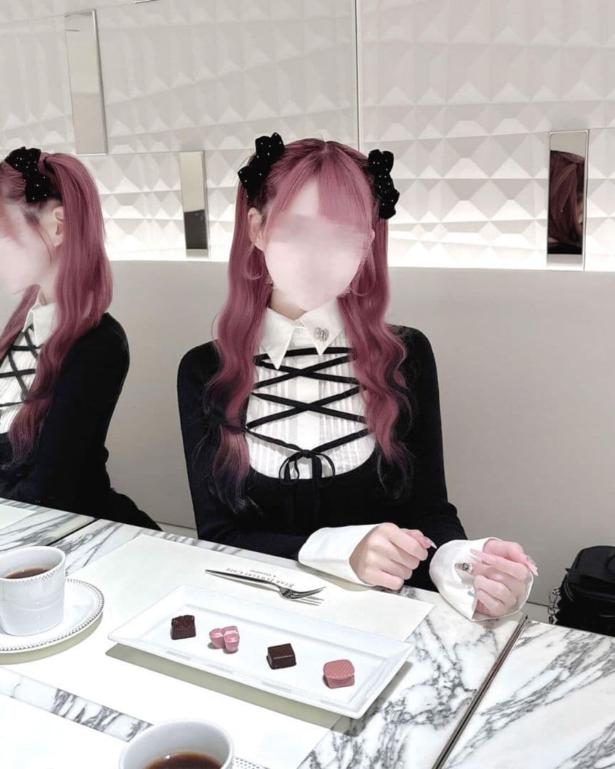 ミシェルマカロン　ハニーミュウ　レースアップドッキングトップス　フリーサイズ　黒