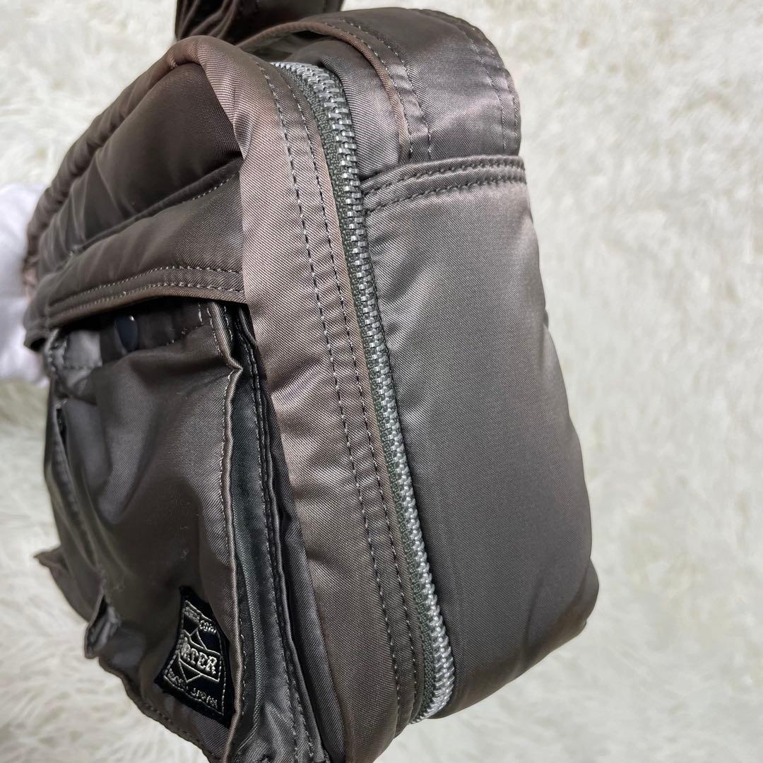 美品 PORTER ポーター タンカー ショルダーバッグ シルバーグレー 二層式