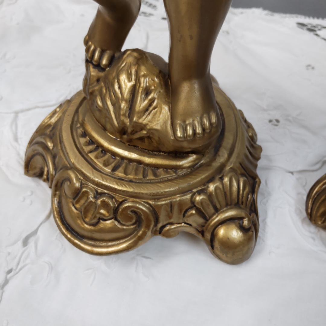 ロココ風　天使　飾り物　置き物　2点　エンゼル　花台　飾り鉢　ゴールド