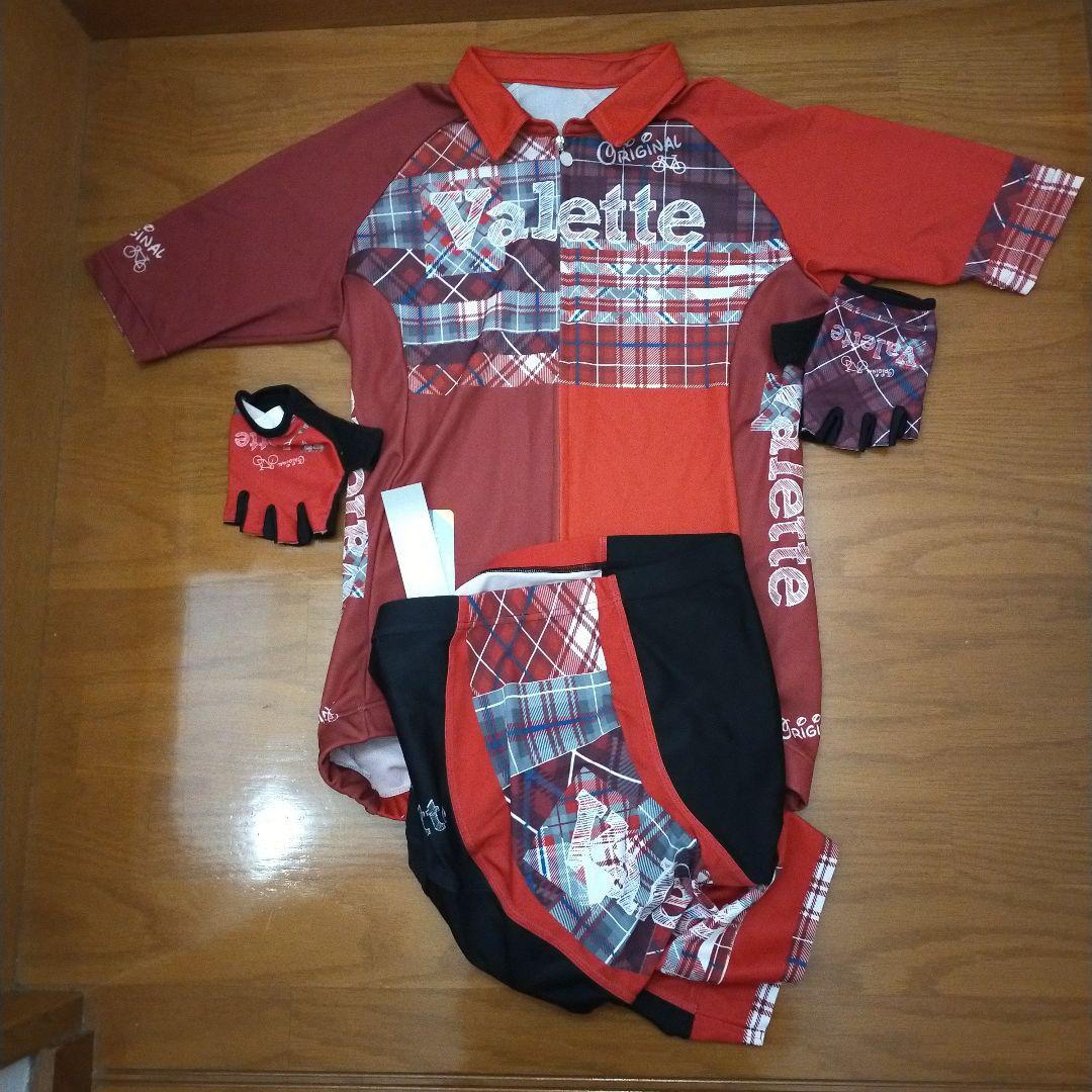 Valette サイクリングウェア 赤 チェック柄