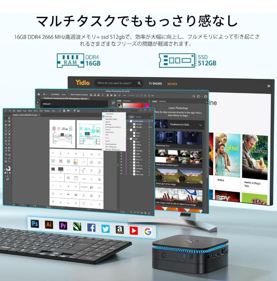 最新版 NiPoGiミニpc　windows11　メモリ16GB 、512GB