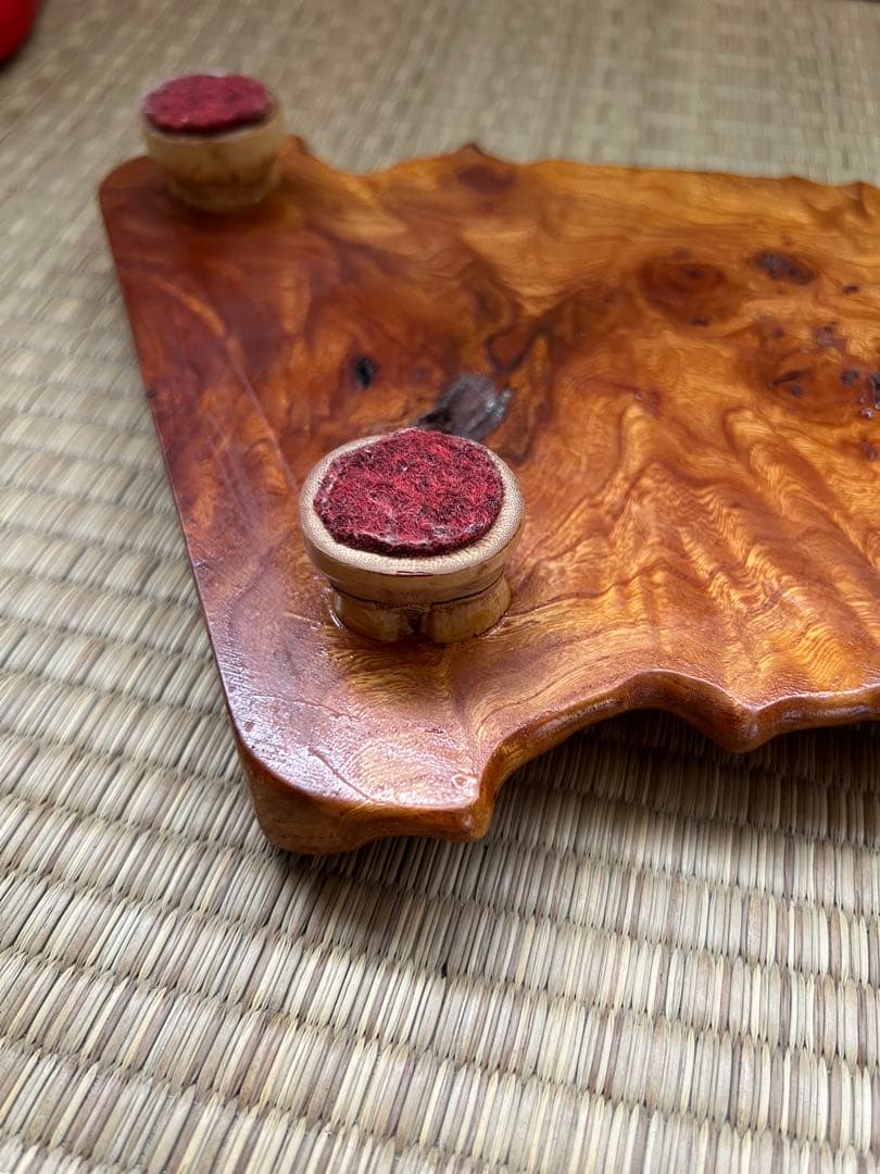 天然木 一枚板の装飾テーブル 脚付 花台 フラワースタンド