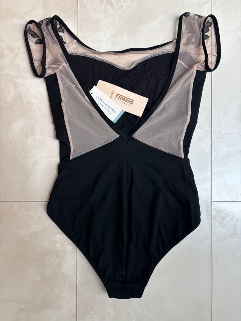 FREED OF LONDON フレンチスリーブレオタード ブラック　Lサイズ