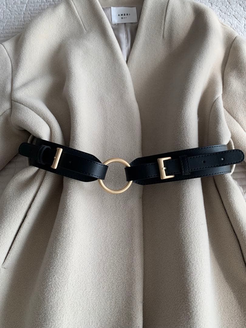 ameri UND PLUMP SLEEVE BELTED COATロングコート