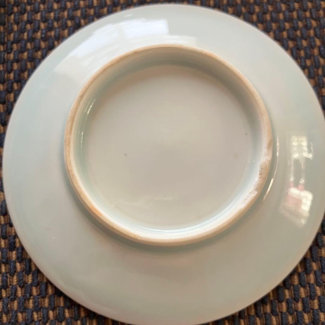 美濃焼　快山窯　青白磁古代菊銘々皿　5枚セット