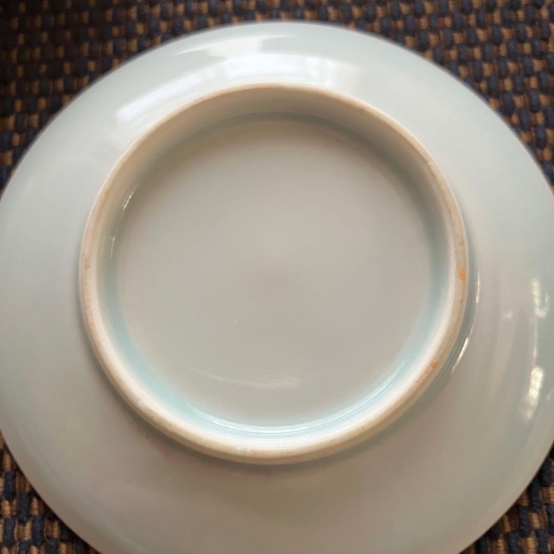 美濃焼　快山窯　青白磁古代菊銘々皿　5枚セット