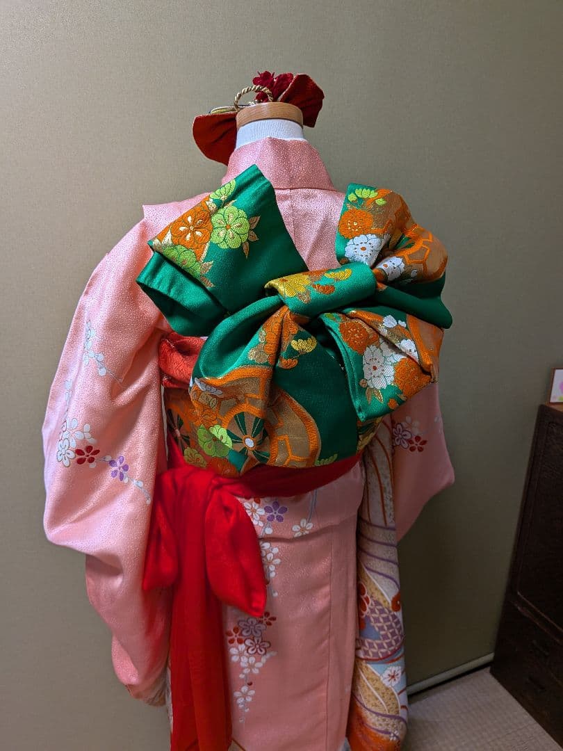 七五三用 7歳用　ピンクの花柄着物セット