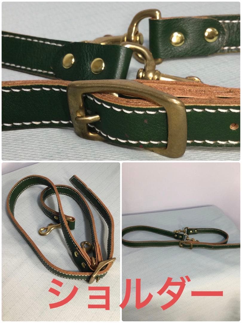 モス　グリーン　ハンドメイド感有り　ボディーバックショルダー付き