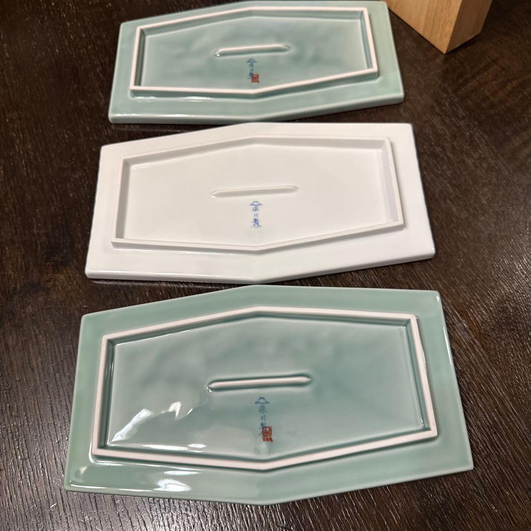 深川製磁　鯛皿（六角盛皿）三枚