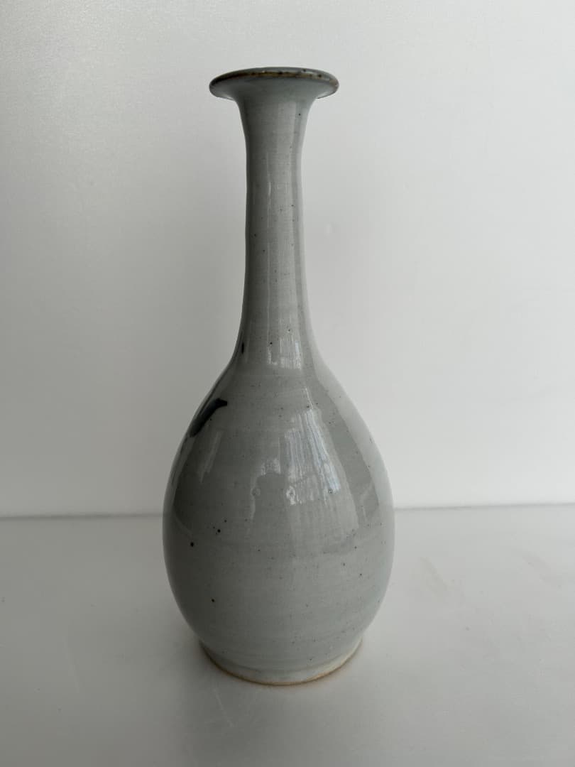 古染鶴首壺 (吉川修身作 美濃焼)