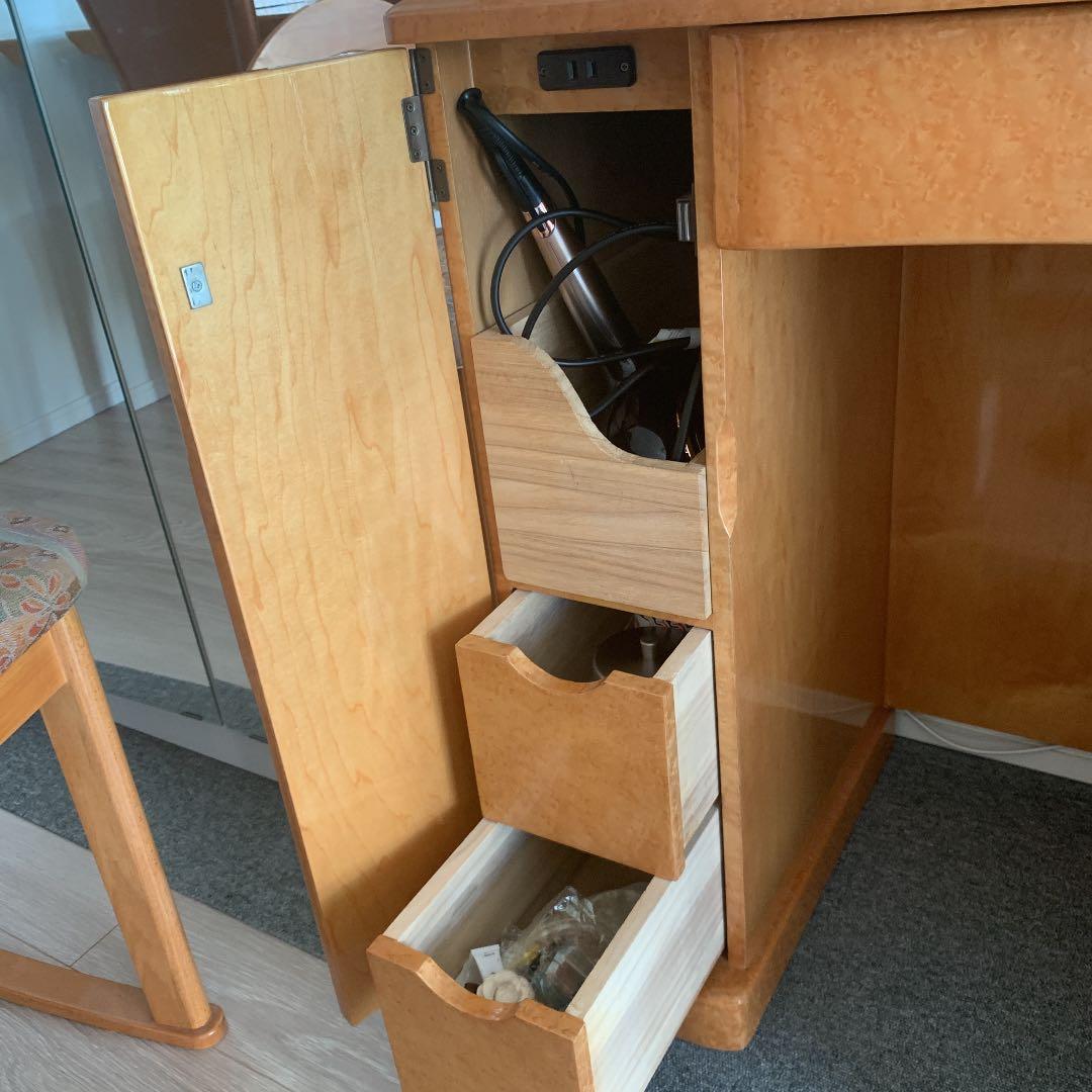 メープル材　高級三面鏡ドレッサー　鏡台