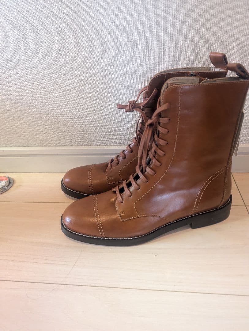 R*A様 新品タグ付き　Theory ブラウンレザー レースアップブーツ