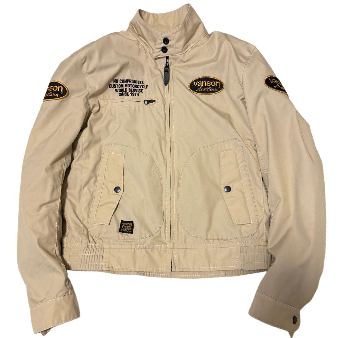 美品 VANSONコットンジャケット ベージュVS15105Sプロテクター L