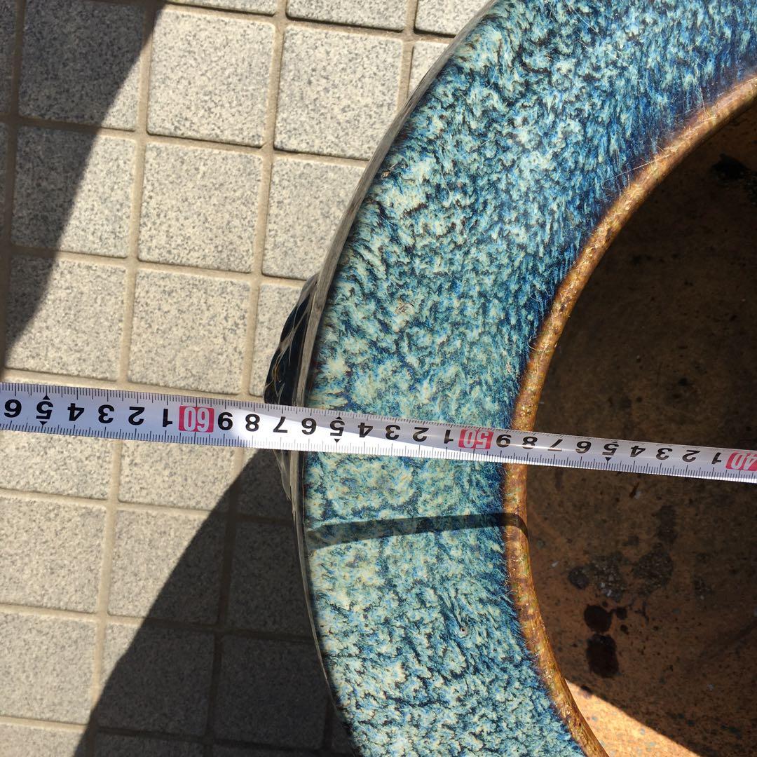 睡蓮鉢 　直径約56cm　火鉢 金魚鉢 睡蓮鉢 染付 メダカ鉢 大型陶器