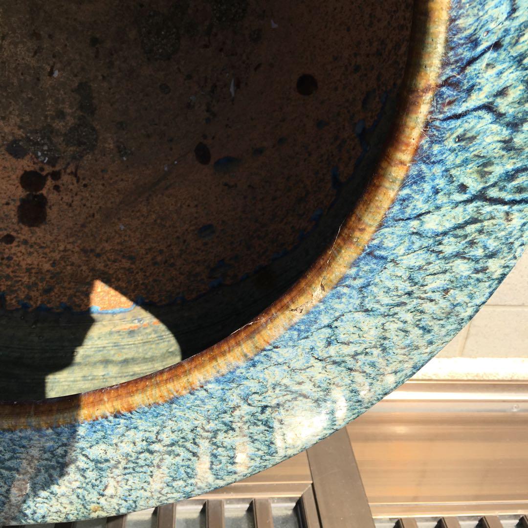 睡蓮鉢 　直径約56cm　火鉢 金魚鉢 睡蓮鉢 染付 メダカ鉢 大型陶器