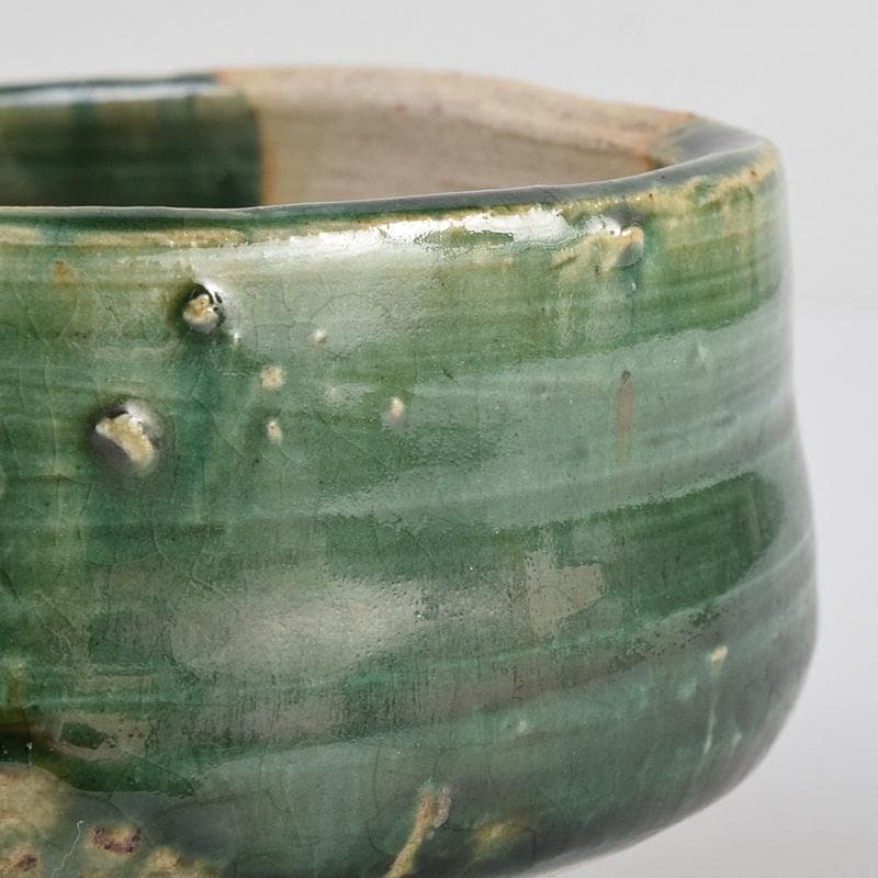 茶道具　古瀬戸　織部焼　沓茶碗　時代箱付　C　R9114