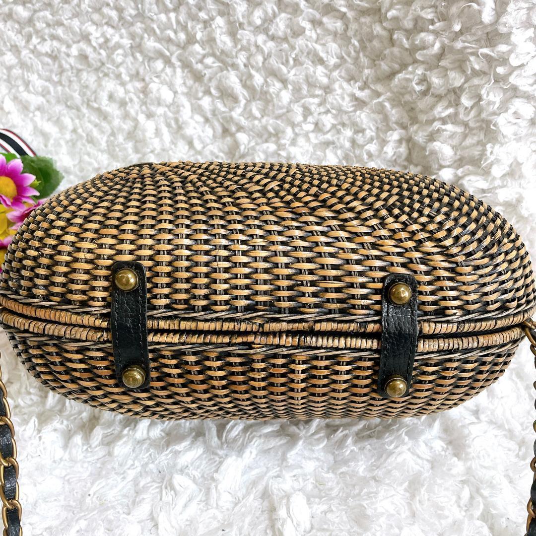 未使用級⭐️アレックスアテンペ カゴバッグ ブラック 2way ラタン S