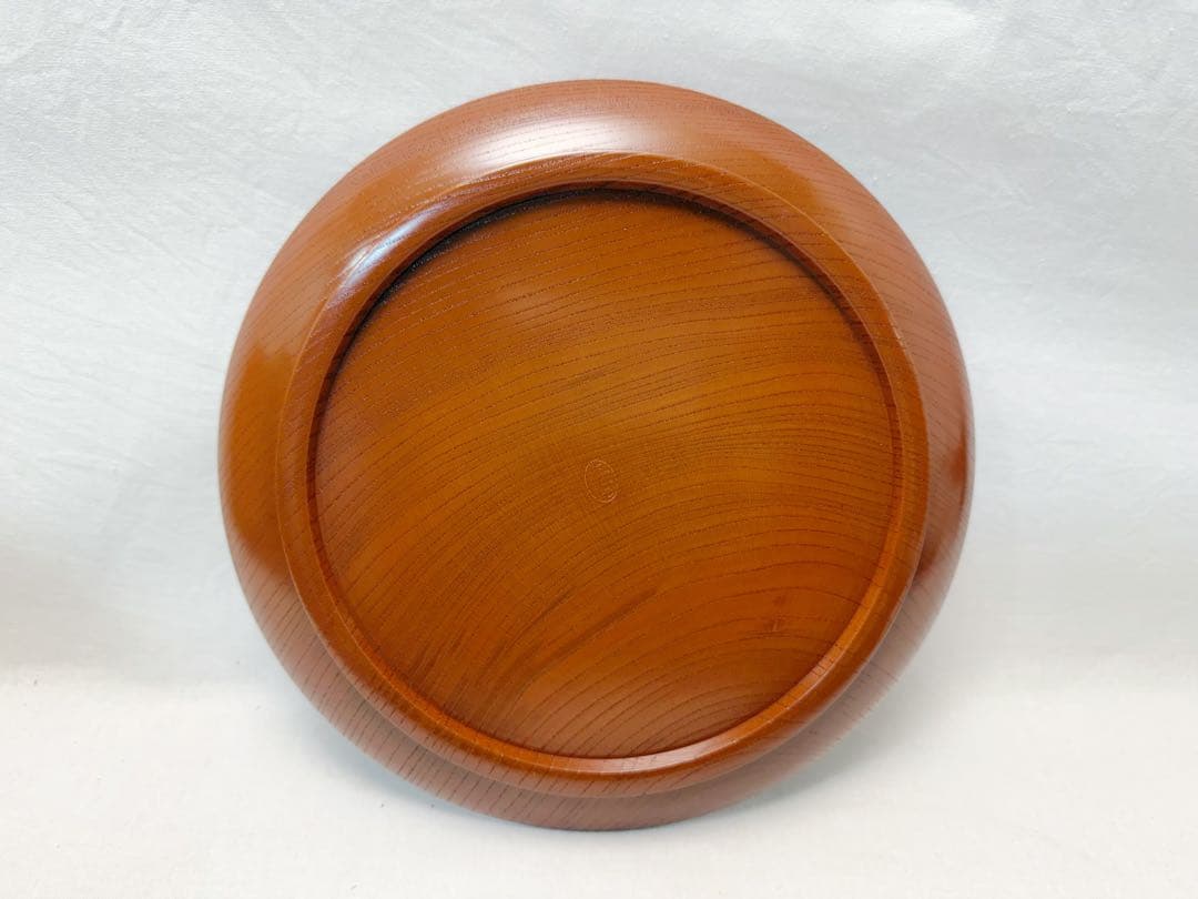 未使用 茶道具 指物師 萩井 好斎作 欅 丸盆 底印 共箱